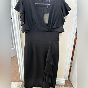 Knitee black dress v neck